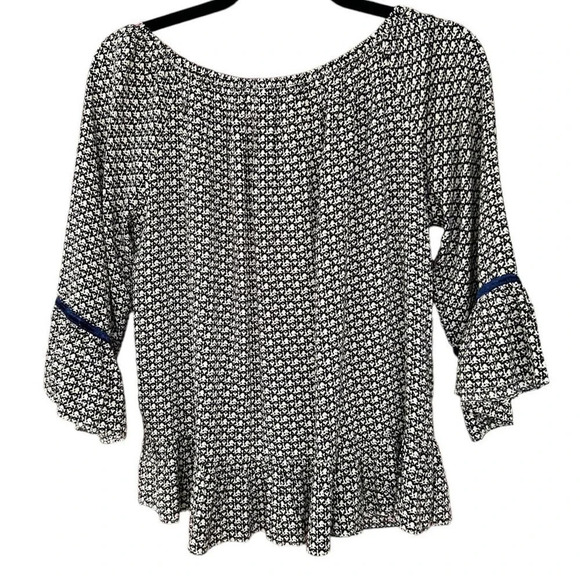 THML Women's Ruffled Velour Stripes Blouse Size Small - Picture 7 of 7